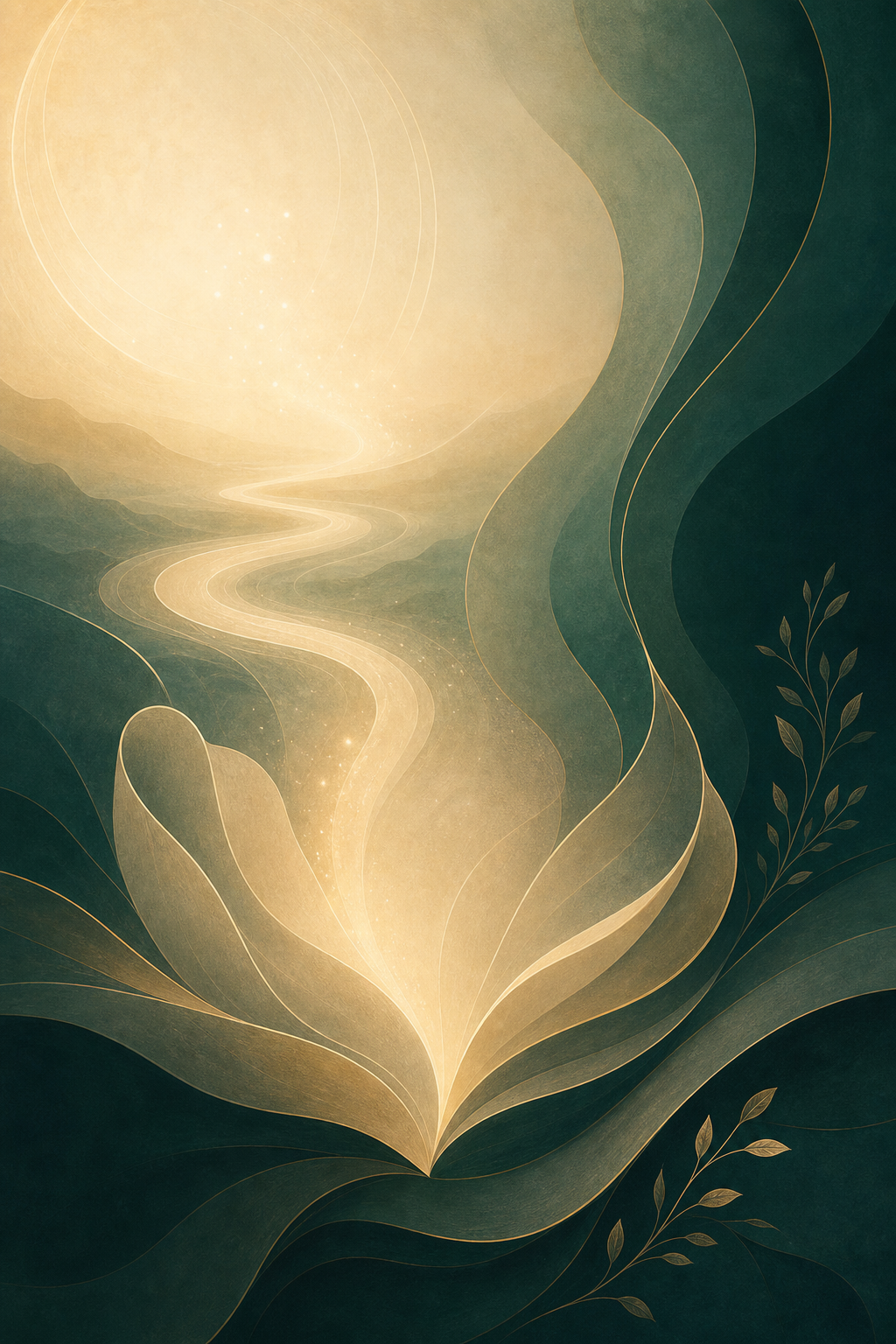 Abstrakte, ruhige Illustration mit fließenden Formen, sanftem Licht und einer offenen, weiterführenden Atmosphäre in Grün- und Beigetönen, passend zu einer Website-Sektion über später verfügbare Download-Meditationen nach Live-Sessions. Abstrakte, ruhige Illustration mit fließenden Formen, sanftem Licht und einer offenen, weiterführenden Atmosphäre in Grün- und Beigetönen, passend zu einer Website-Sektion über später verfügbare Download-Meditationen nach Live-Sessions.